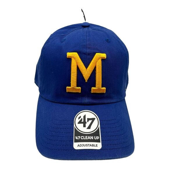 '47 Brand Clean Up Milwaukee Brewers Throwback‎ Retro Strapback Dad Hat Cap MLB - Picture 1 of 7